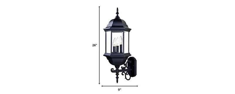 Three-Light Domed Glass Lantern Wall Light – Stylish Outdoor Wall Fixture