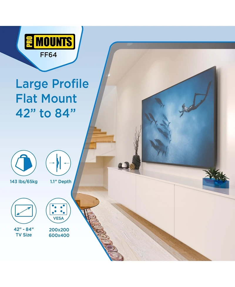 ProMounts Flat Tv Wall Mount for TVs 42"