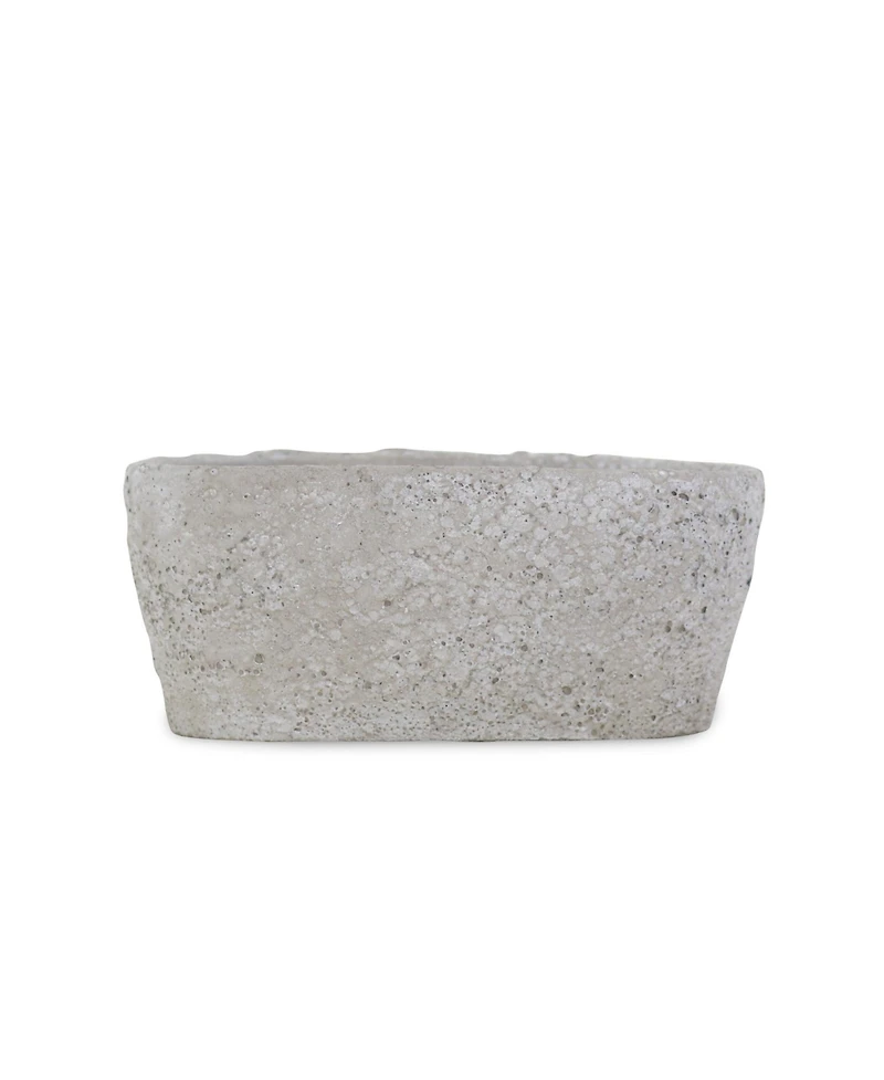9" Gray Speckle Glaze Cement Indoor Outdoor Oval Pot Planter