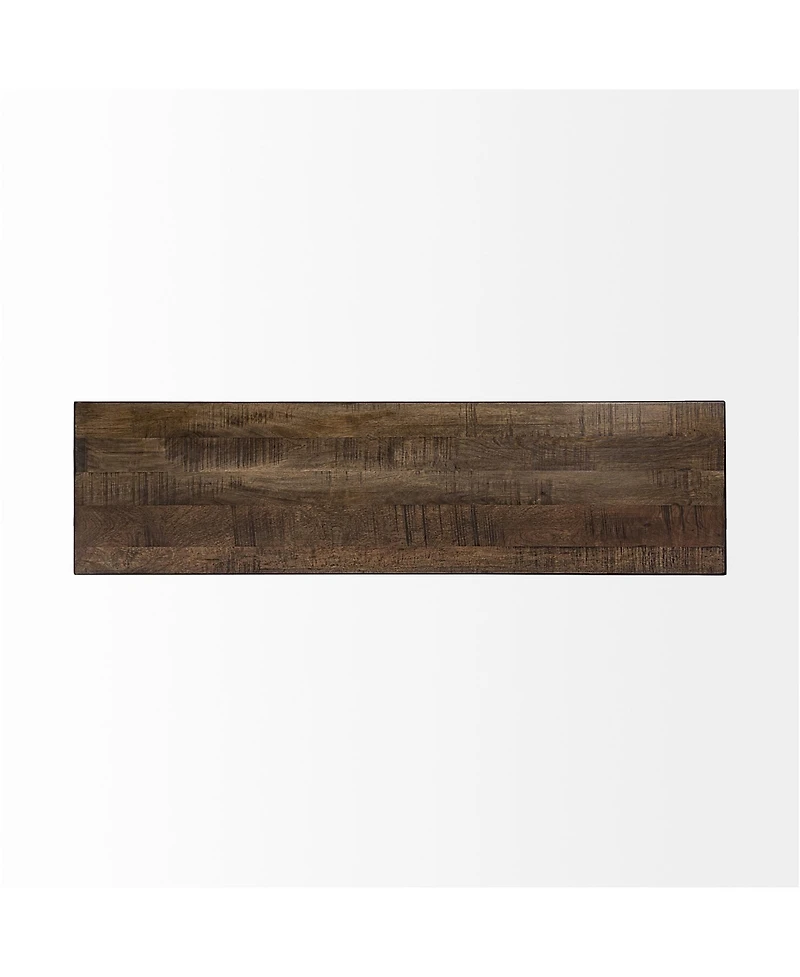 Mango Wood Top and Iron Base Accent Bench – Rectangular Design for Entryway & Living Room