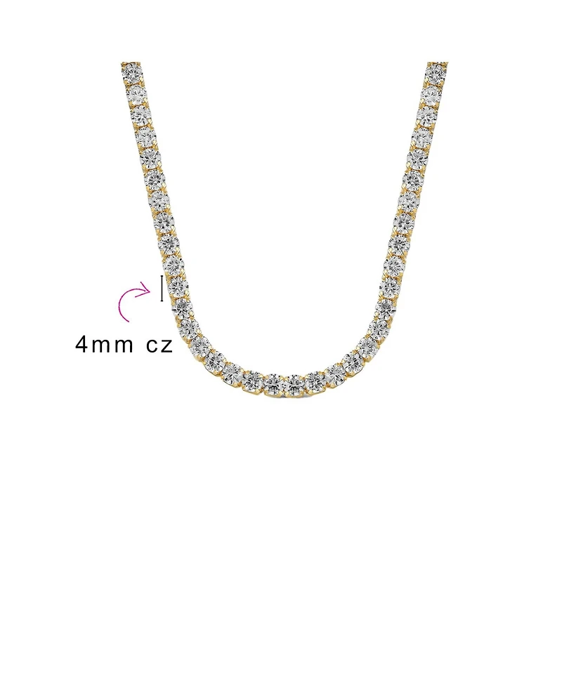Bling Jewelry Classic Collar Necklace with Cz Round Prong Set 14K Gold Plated 16 Inch