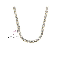 Bling Jewelry Classic Collar Necklace with Cz Round Prong Set 14K Gold Plated 16 Inch