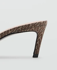 Mango Women's Metallic Detail Heeled Sandals