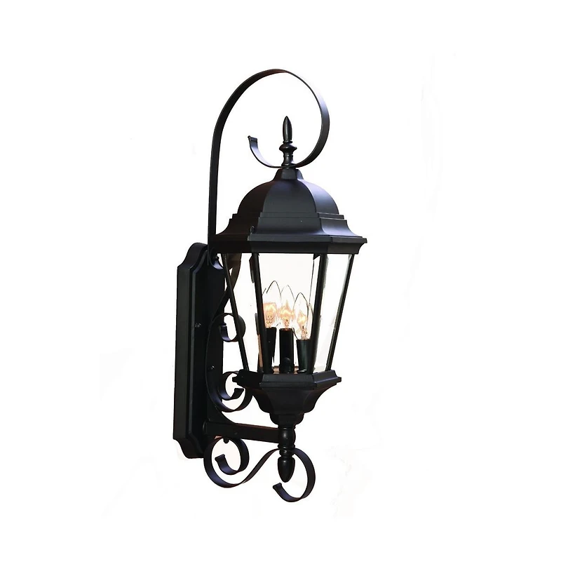 Three Light Dark Brown Swing Arm Lantern Wall
