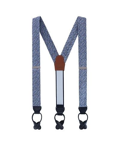 Trafalgar Men's Benito's Blue Basket Weave Pattern Silk Novelty Button End Suspenders