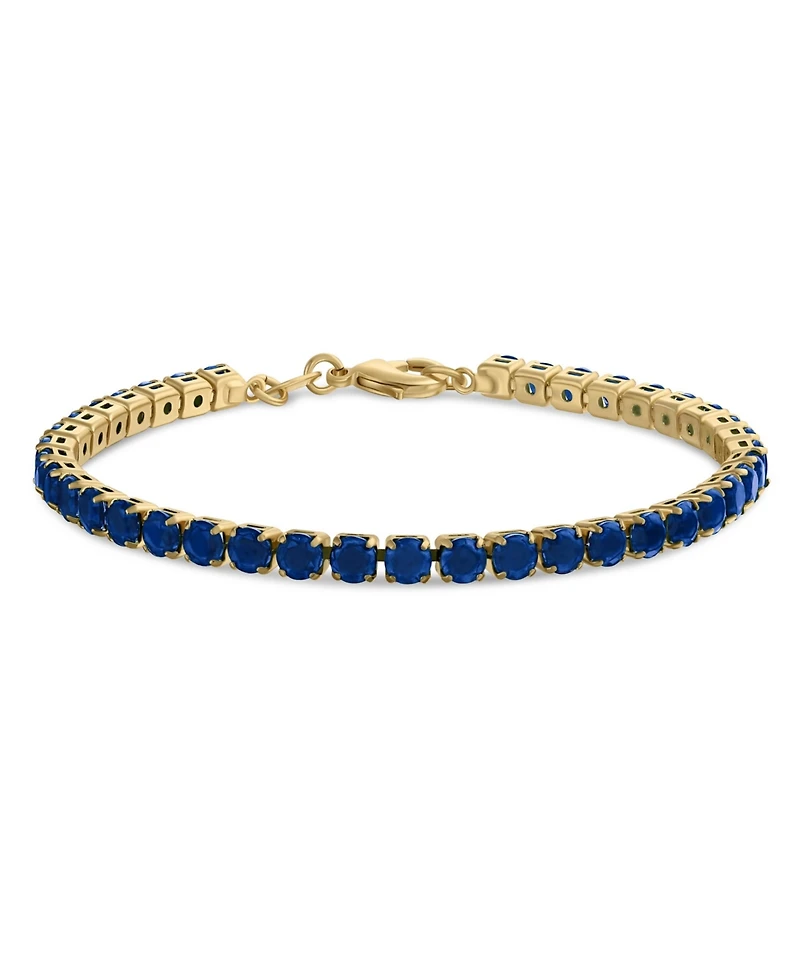 Bling Jewelry Classic 12CTW Prong Basket Set Solitaire Round Cubic Zirconia Cabochon Cz Tennis Bracelet Gold Plated 7.5 Inch