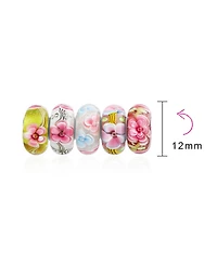 Bling Jewelry Mixed Set of 5 Sterling Silver Core Murano Glass Charm Beads Bracelets