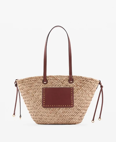 Mango Women's Natural Fiber Double Handle Shoulder Bag