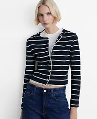 Mango Women's Stripped Knit Cardigan Sweater