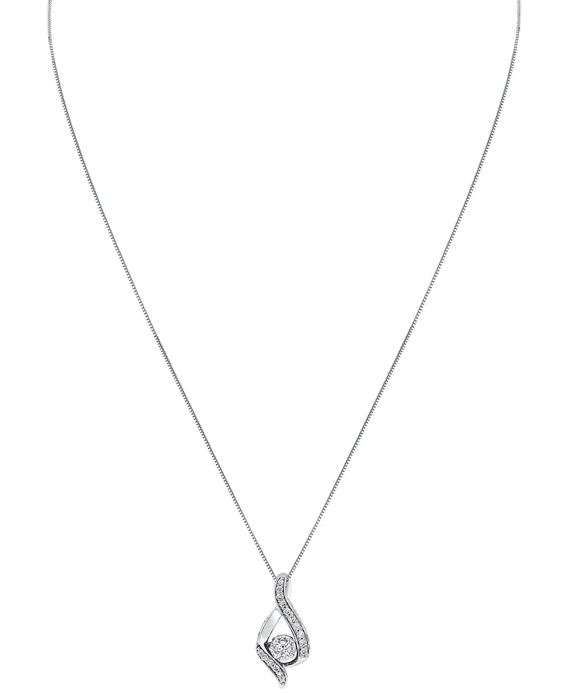 Diamond Ribbon Pendant Necklace (3/8 ct. t.w.) 14k White or Yellow Gold