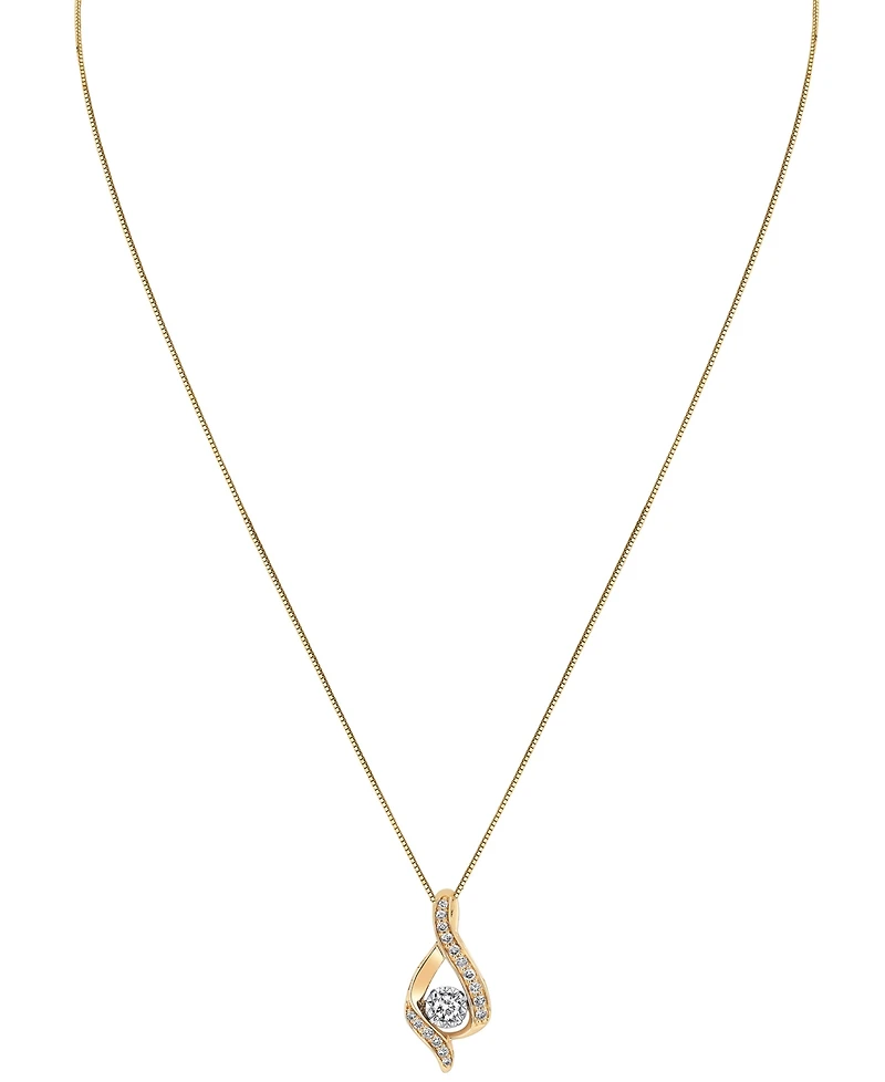Diamond Ribbon Pendant Necklace (3/8 ct. t.w.) 14k White or Yellow Gold