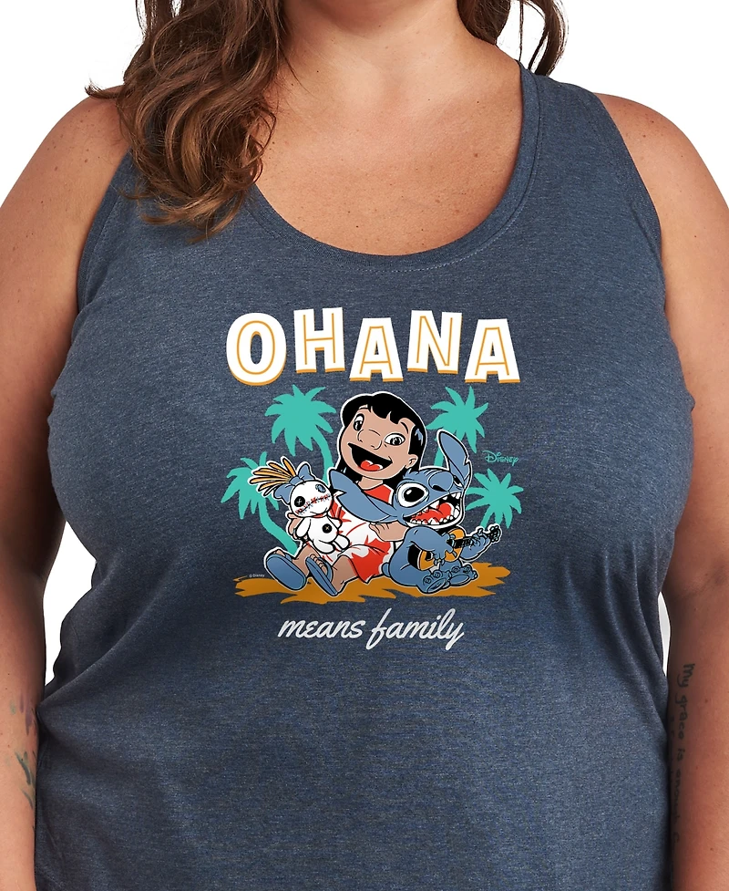 Hybrid Apparel Plus Lilo Stitch Ohana Means Family Graphic Tank Top