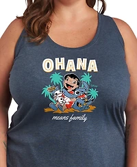 Hybrid Apparel Plus Lilo Stitch Ohana Means Family Graphic Tank Top