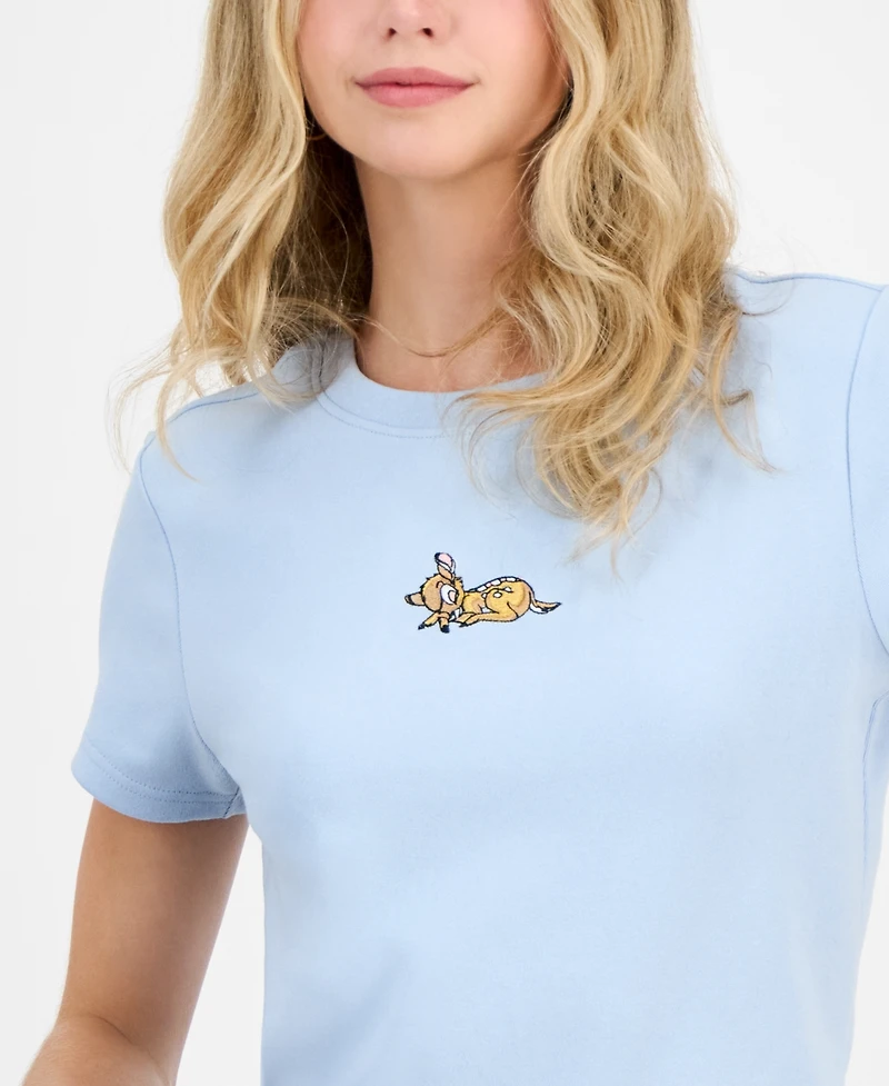 Freeze 24-7 Juniors' Embroidered Bambi Baby T-Shirt