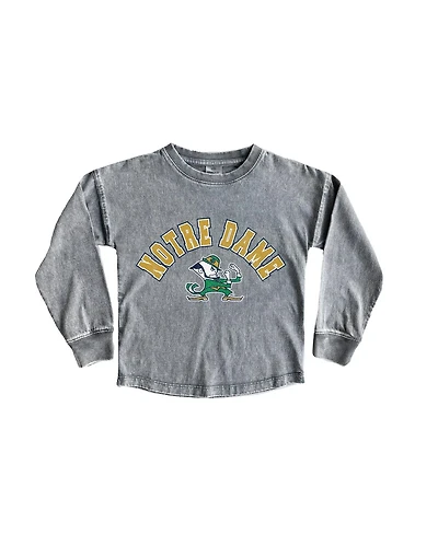 Gameday Couture Big Girls Gray Notre Dame Fighting Irish Faded Wash Pullover Top