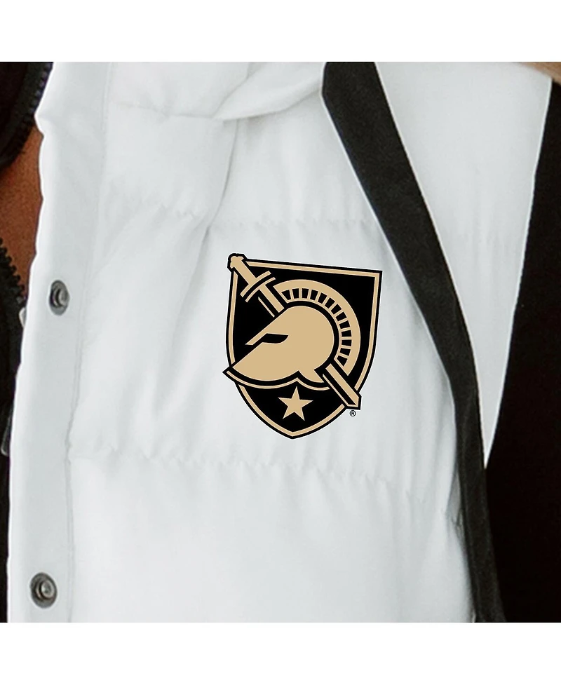 Gameday Couture Women's White Army Black Knights Hooded Full-Snap Puffer Vest