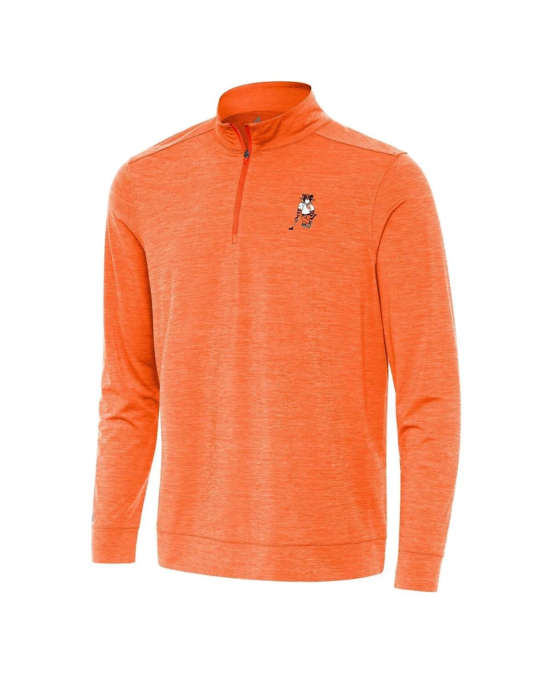 Antigua Men's Heather Orange Clemson Tigers Golfer Bright Quarter-Zip Top