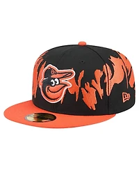 New Era Men's Black/Orange Baltimore Orioles Retro Pattern 59FIFTY Fitted Hat