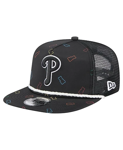 New Era Men's Black Philadelphia Phillies Gummy Golfer Trucker Adjustable Hat