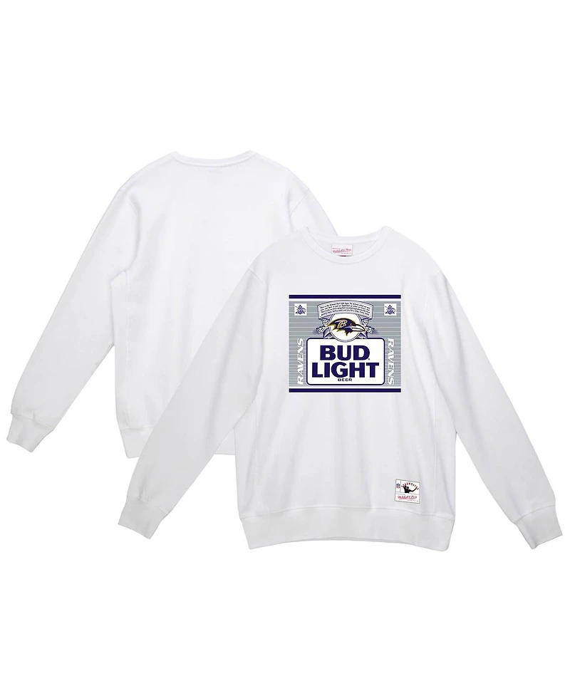 Mitchell & Ness Men's Light White Baltimore Ravens The Crest Pullover Sweatshirt