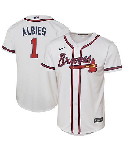 Nike Big Boys and Girls Ozzie Albies White Atlanta Braves Home Replica Player Jersey