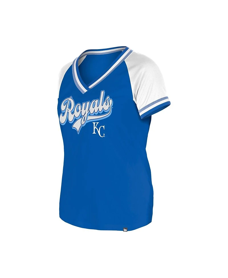 New Era Women's Royal Kansas City Royals Gameday Raglan V-Neck T-Shirt