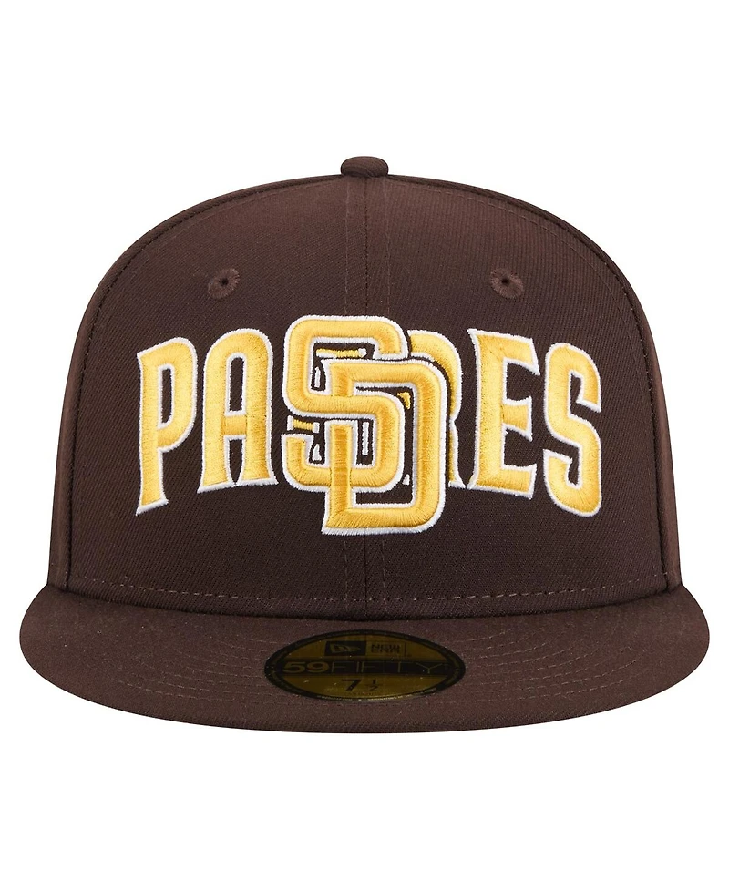 New Era Men's Brown San Diego Padres Overlap 59FIFTY Fitted Hat