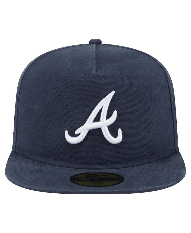 New Era Men's Navy Atlanta Braves Championship Side Flag A-Frame 59FIFTY Fitted Hat