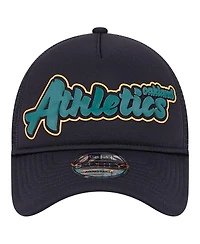 New Era Men's Black Oakland Athletics Retro Bold A-Frame Trucker 9FORTY Adjustable Hat