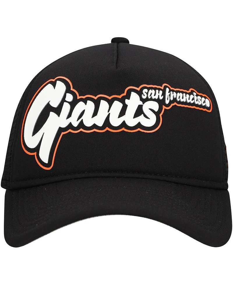New Era Men's Black San Francisco Giants Retro Bold A-Frame Trucker 9FORTY Adjustable Hat