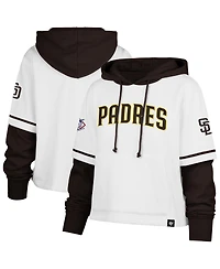 '47 Brand Women's White San Diego Padres Trifecta Shortstop Cropped Pullover Hoodie