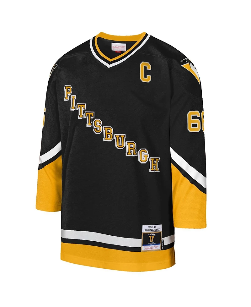 Mitchell & Ness Big Boys and Girls Mario Lemieux Gold Pittsburgh Penguins 1992/93 Captain Patch Blue Line Player Jersey