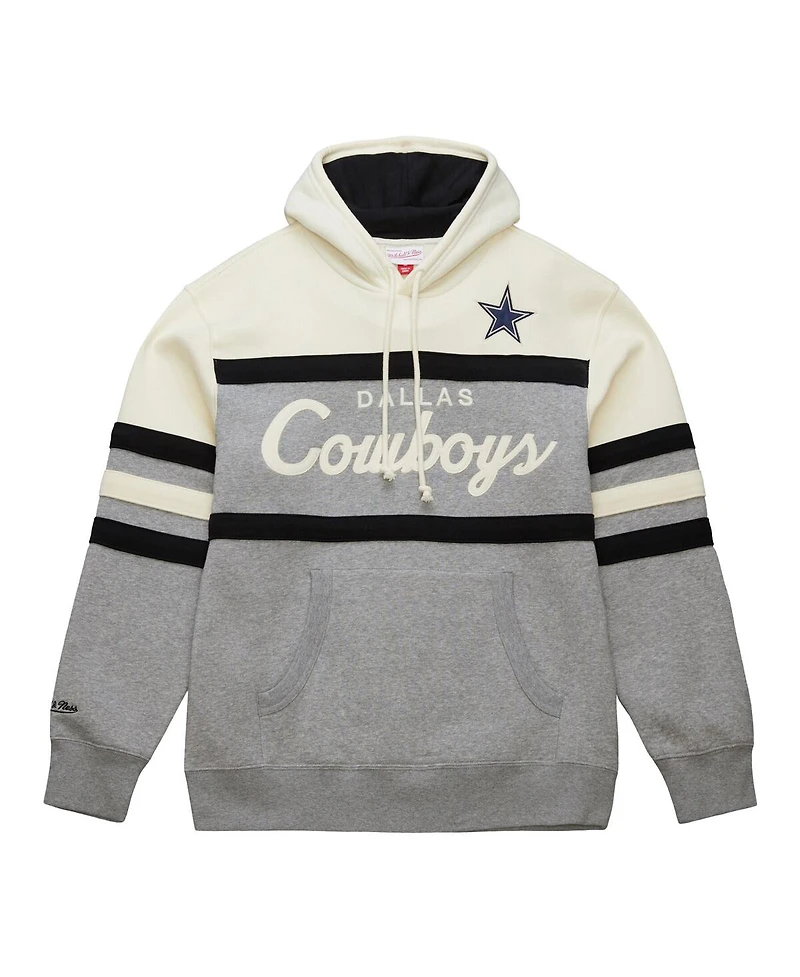 Mitchell & Ness Men's Cream/Gray Dallas Cowboys Head Coach Vintage Logo Pullover Hoodie