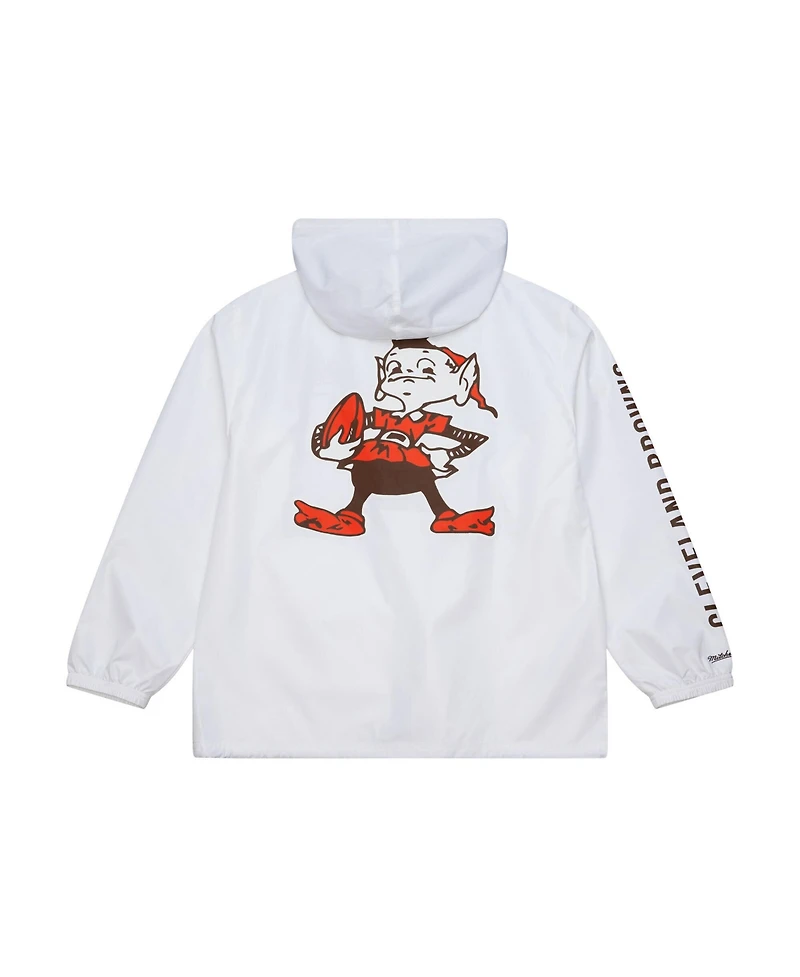 Mitchell & Ness Men's White Cleveland Browns Vintage Logo Coaches Full-Snap Hoodie Jacket