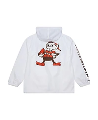 Mitchell & Ness Men's White Cleveland Browns Vintage Logo Coaches Full-Snap Hoodie Jacket