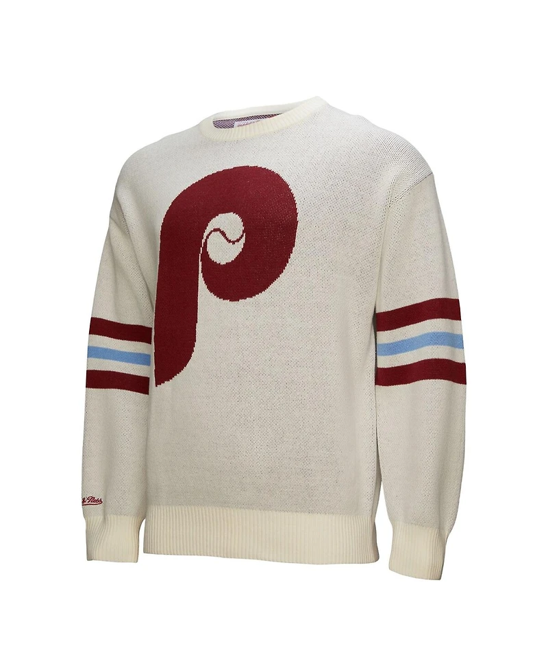 Mitchell & Ness Men's Cream Philadelphia Phillies Retro Pullover Sweater