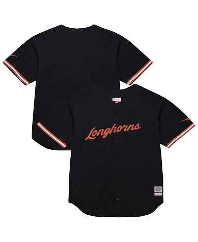 Mitchell & Ness Men's Black Texas Longhorns On The Clock Full-Button Fashion Jersey