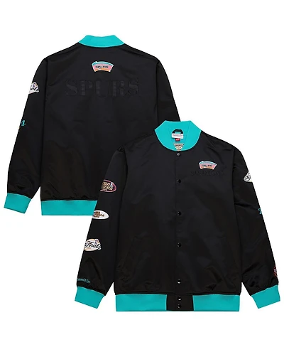 Mitchell & Ness Men's Black San Antonio Spurs Hardwood Classics Team Og 3.0 Lightweight Satin Full-Snap Jacket