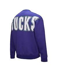 Mitchell & Ness Men's Purple Milwaukee Bucks Hardwood Classics There Back 2.0 Vintage Pullover Sweatshirt