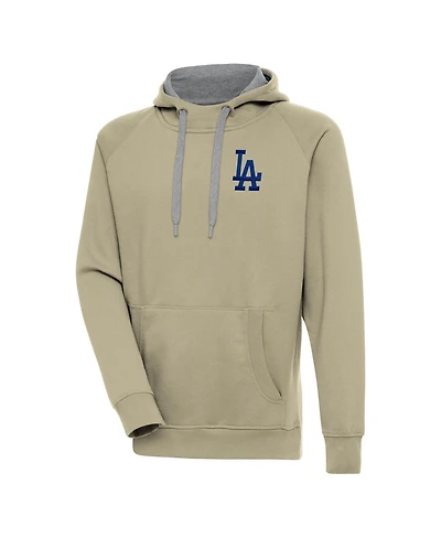 Antigua Men's Khaki Los Angeles Dodgers Victory Pullover Hoodie