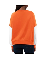 G-iii 4Her by Carl Banks Women's Orange/White Clemson Tigers Team Pride Color Block Pullover Sweatshirt