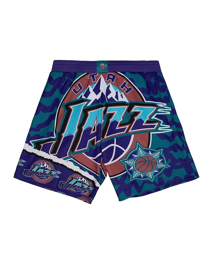 Mitchell & Ness Men's Turquoise/Purple Utah Jazz Jumbotron 2.0 Sublimated Shorts