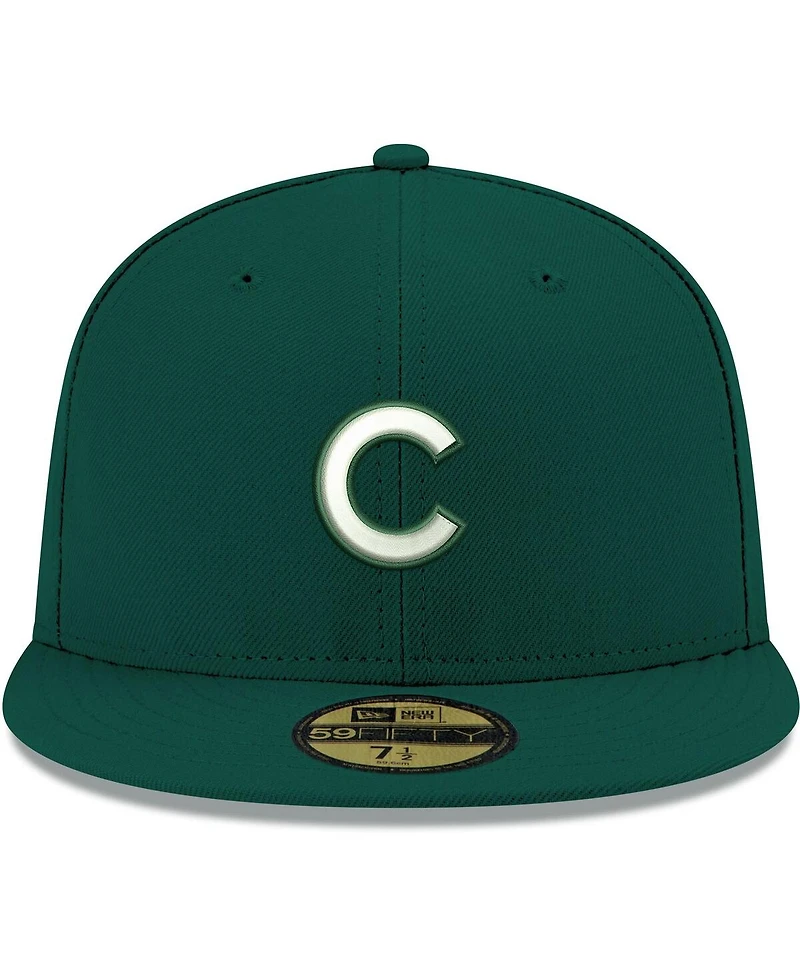 New Era Men's Green Chicago Cubs White Logo 59FIFTY Fitted Hat