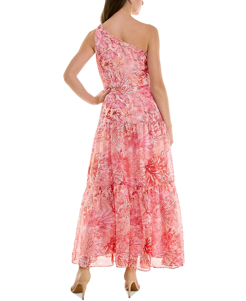 Taylor Women's Ruffled One-Shoulder Chiffon Maxi Dress