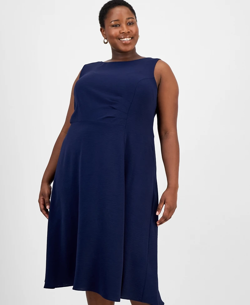 Connected Plus Sleeveless Boat-Neck Midi Dress