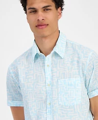 Sun + Stone Men's Bodhi Short Sleeve Linen Blend Button-Front Shirt, Exclusively at Macy's