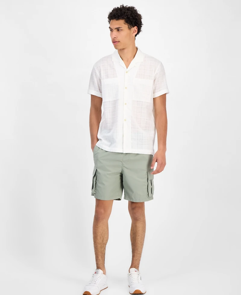 Sun + Stone Men's Chase Short Sleeve Textured Button-Front Camp Shirt, Exclusively at Macy's