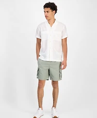 Sun + Stone Men's Chase Short Sleeve Textured Button-Front Camp Shirt, Exclusively at Macy's
