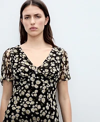 Mango Women's Floral Print Straight Midi Dress