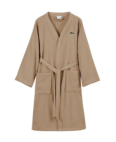 Lacoste Home Logo Patch 100% Cotton Pique Bath Robe
